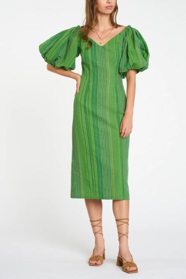 dRA Lisa Shades of Green Striped Dress